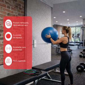 Suporte Bola Pilates Ou Suiça Pra Parede Ginastica Branco