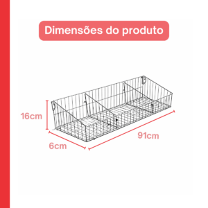 Cesto Para Gondola 30l 2 Divisórias 30l X 91 Cm Cor Preto