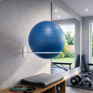 Suporte Bola Pilates Ou Suiça Pra Parede Ginastica Branco