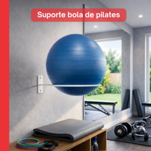 Suporte Bola Pilates Ou Suiça Pra Parede Ginastica Branco