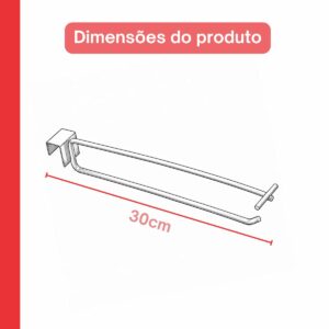 Gancho Porta Preço Expositor Barra Régua Gondola Preto 30cm