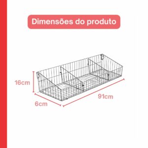 Cesto Para Gondola 30l 2 Divisórias 30l X 91 Cm Cor Branca