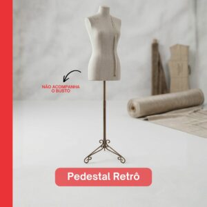 Pedestal Retro Dourado Manequim Busto Expositor Costureira