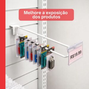 Gancho Expositor Porta Preço Barra Régua Gancheira 30cm