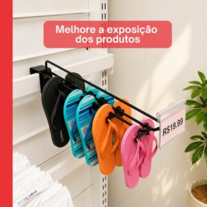 Gancho Porta Preço Expositor Gondola Barra Régua Preto 30cm