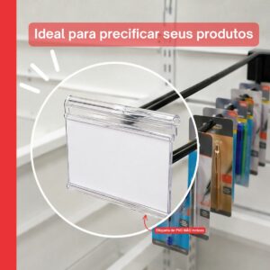 Gancho Porta Preço Expositor Barra Régua Gondola Preto 30cm