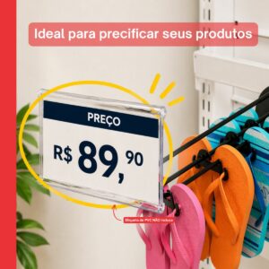 Gancho Porta Preço Expositor Gondola Barra Régua Preto 30cm